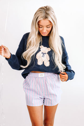Beary in Love Sweater- Navy