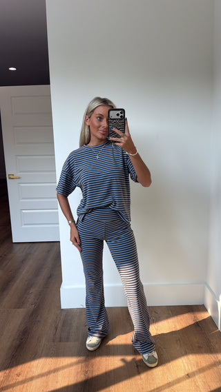Blaze Striped Set- Brown & Blue
