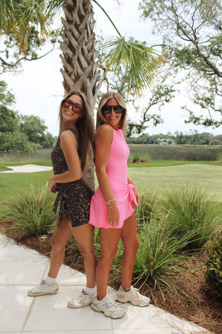 Leopard Wrap Tie Active Dress