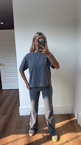 Blaze Striped Set- Brown & Blue