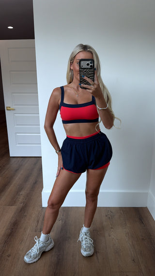 Double Layer Shorts- Red & Navy