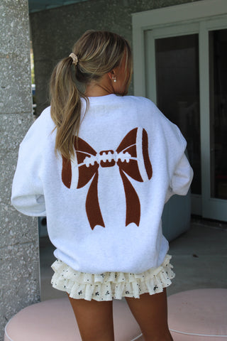 Football Bows Embroidered Crewneck