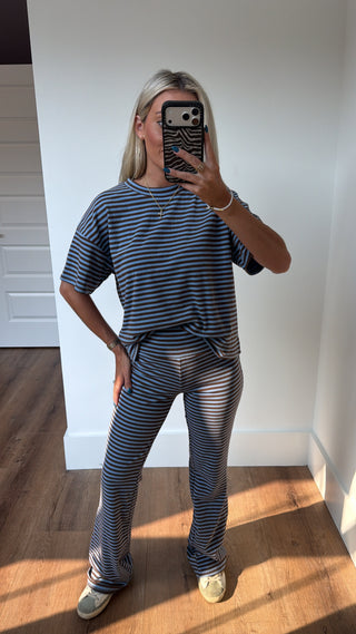 Blaze Striped Set- Brown & Blue