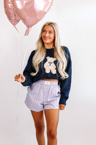Beary in Love Sweater- Navy