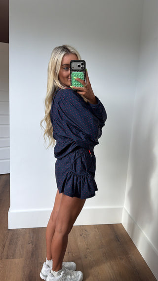 Polka Dot Wind Breaker Set- Red & Navy