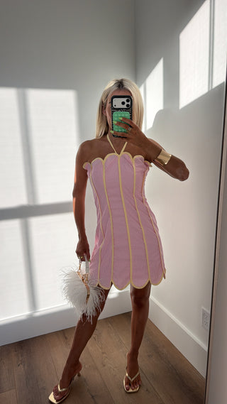 Krista Scallop Striped Mini Dress
