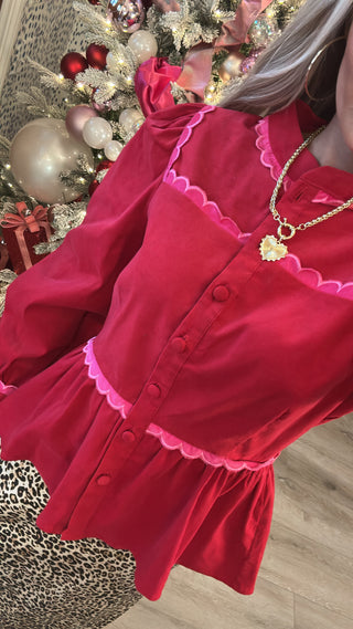 Corduroy Scalloped Top