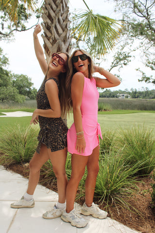 Leopard Wrap Tie Active Dress