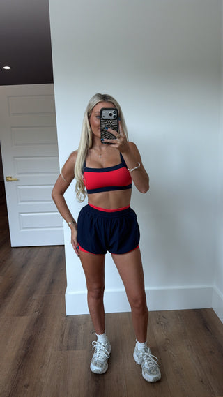 Double Layer Shorts- Red & Navy