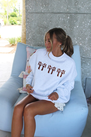 Football Bows Embroidered Crewneck