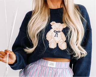 Beary in Love Sweater- Navy