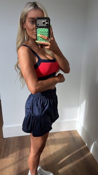 Contrast Block Sports Bra- red & navy