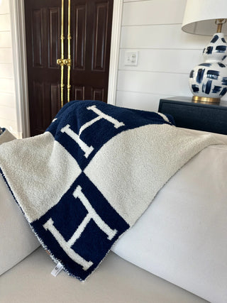 Luxury H Blanket- Navy