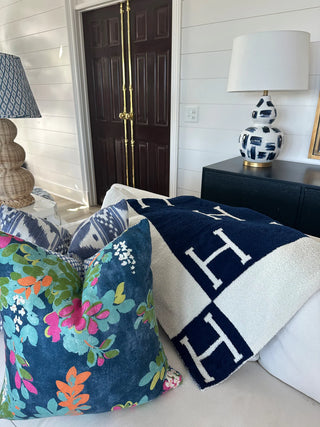 Luxury H Blanket- Navy